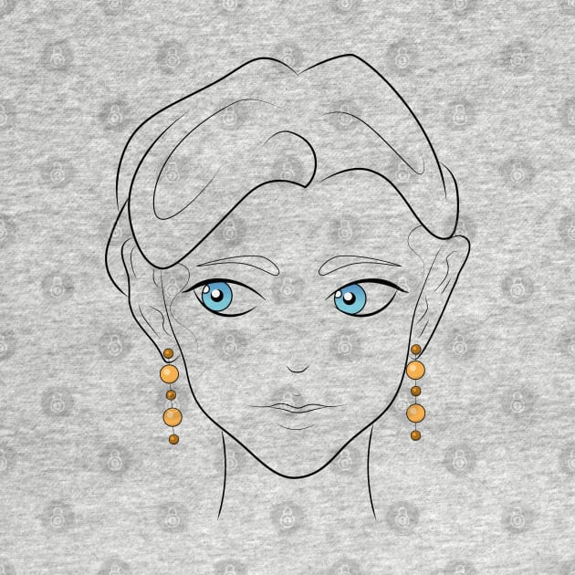 Blue Eyes Golden Earrings Concerned Girl by JettDes